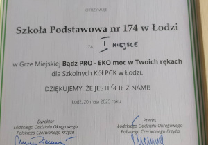 Dyplom za udział w akcji.