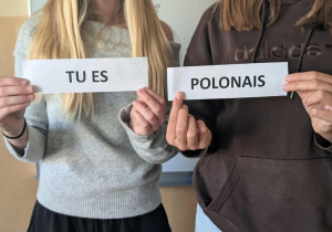 Uczniowie klas 8b i 8c na lekcji języka francuskiego celebrują Europejski Dzień Języków