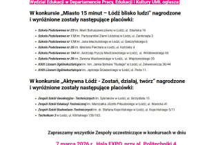 Informacja o wygranej w konkursie.